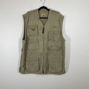 Colorado VTG Mens Tan Fishing Vest Size XL Outdoors Multi Pockets Zip Up Safari